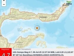Gempa Magnitudo 4,7 Guncang Bone Bolango-Gorontalo, Tak Timbulkan Kerusakan