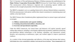 AS–Indonesia Resmikan Kemitraan Pertahanan Utama, Perkuat Stabilitas Indo-Pasifik